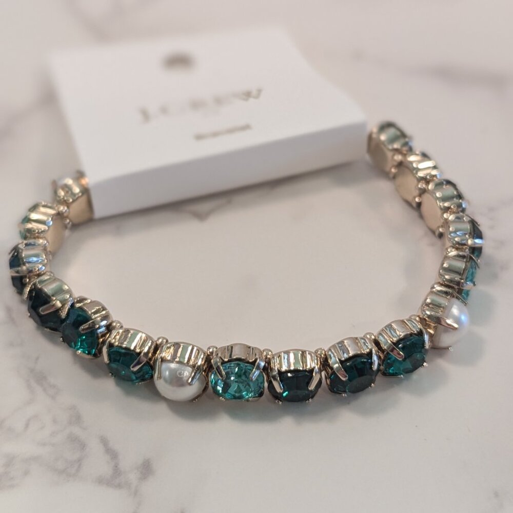 J.Crew Factory Crystal and Pearl Stretch Bracelet - Picture 5 of 7